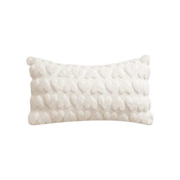 chaungfeng Valentines Pillow Cover, Soft Plush Heart Jacquard Design, Vintage Romantic Gift Throw Pillow Cover 20x12 Inch for Bedroom Living Room Sofa Couch Car Bed Decor