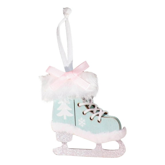chaungfeng Velvet Ice Skate Ornament, Wooden Christmas Decoration, for Tree Decor, Winter Theme, Festive Display, 3.5 x 4.1 Inch