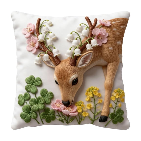 chaungfeng Vintage Forest Animals Pillow Cover, Deer Decor Throw Pillow Covers Wildlife Pillowcase Cushion Case Pillow Decorative for Couch Sofa Home Office Outdoors 18x18 Inch