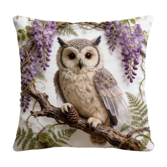 chaungfeng Vintage Forest Animals Pillow Cover, Owl Decor Throw Pillow Covers Wildlife Pillowcase Cushion Case Pillow Decorative for Couch Sofa Home Office Outdoors 18x18 Inch