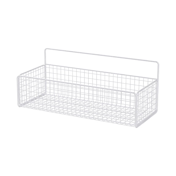 chaungfeng Wall Mounted Basket, Wall Hanging Storage Rack Multifunctional Metal Wire Organizing Baskets for Home Kitchen Bathroom Pantry Utility Organizer (White)