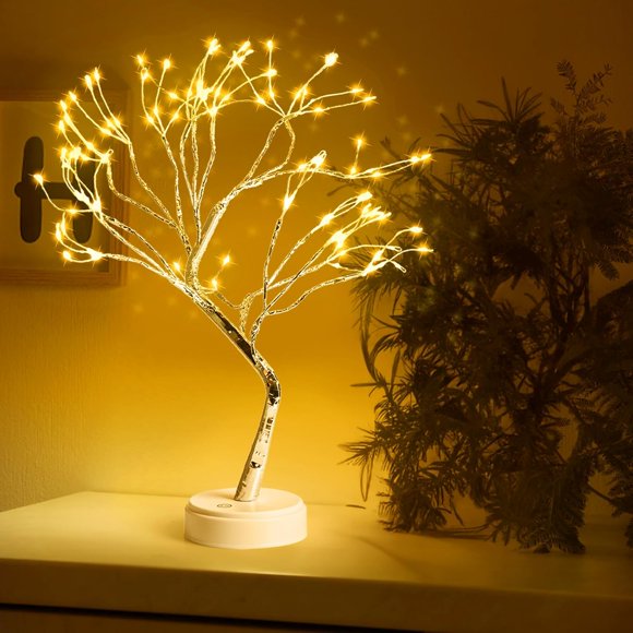 chdqwer 20" Tabletop Bonsai Tree Light 108 LED Fairy Light Spirit Tree Battery/USB Operated Touch Sensor Switches DIY Artificial Tree Lamp for Bedroom Desktop Christmas Room Decor