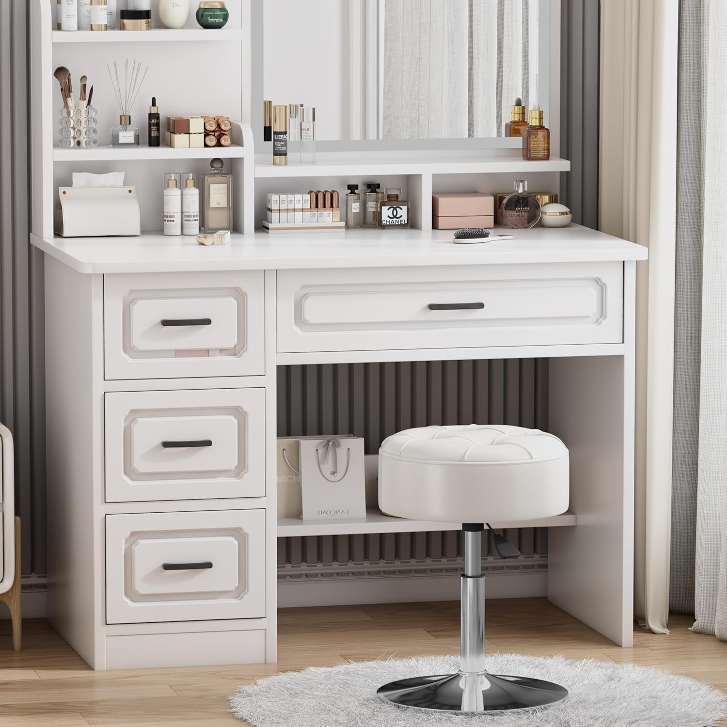 Swivel Stool Vanity Bench For Bathroom Chdqwer ® Adjustable Brown