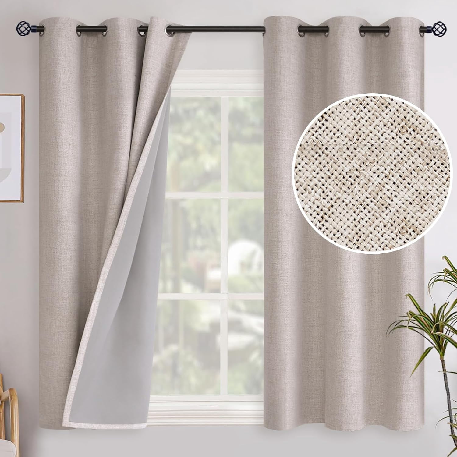 chdqwer Blackout Curtains 63 Inch Length for Bedroom Grommet Thermal ...