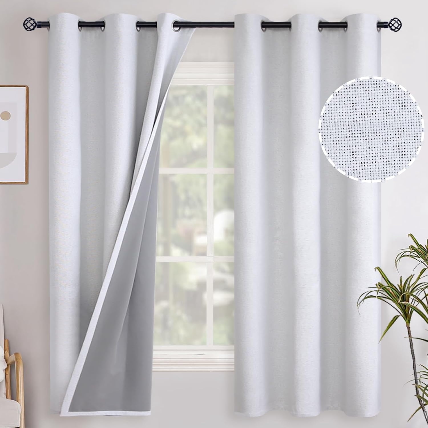 chdqwer Blackout Curtains 63 Inch Length for Bedroom Grommet Thermal ...