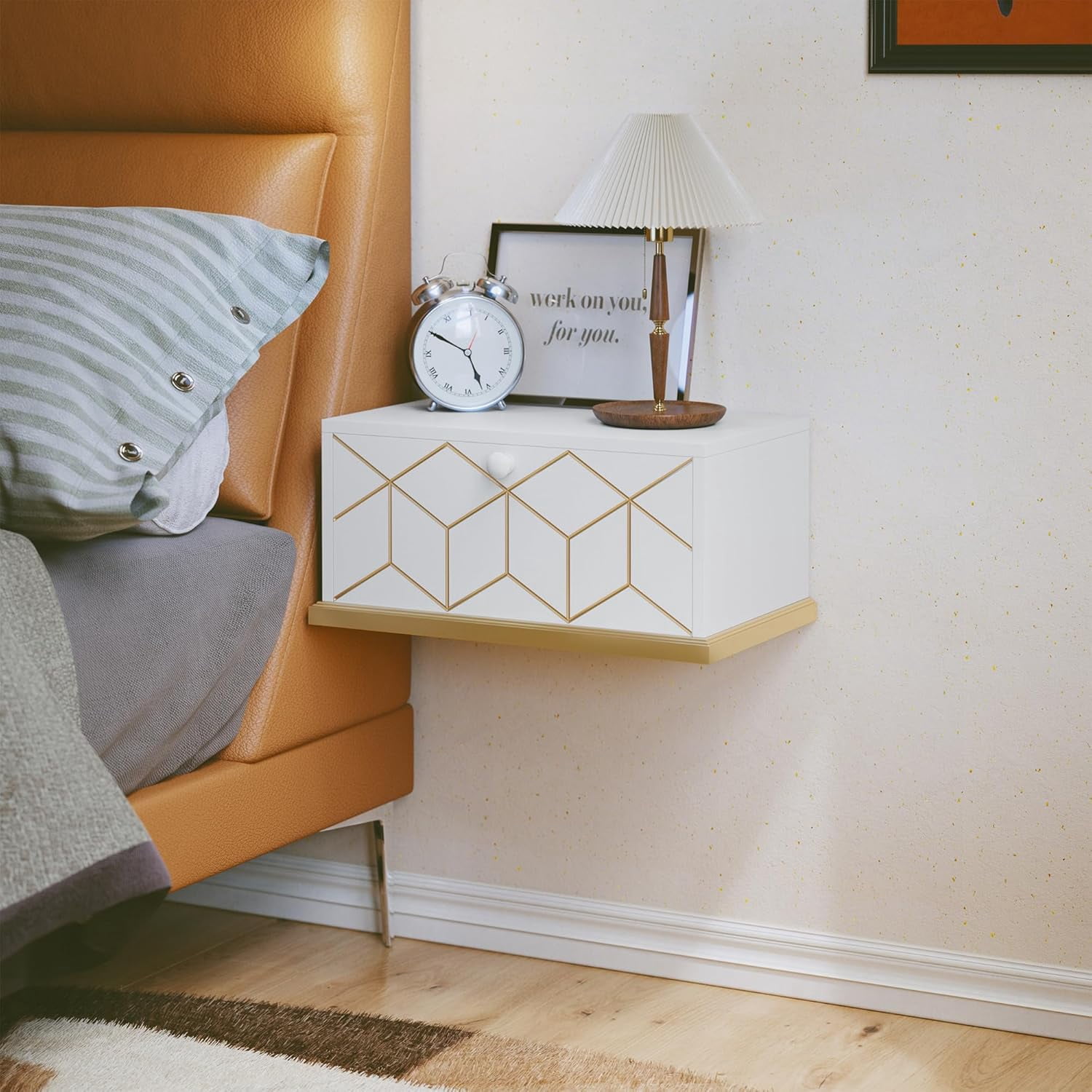 chdqwer Floating Nightstand Wall Mounted Nightstand with Removable Door ...