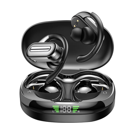 cheap stuff Active Noise Cancelling Earbuds Wireless Bluetooth Headphones Ear Buds 90Hrs Playback Stereo Bass Earphones with Mic Over-Ear Hooks IPX7 Waterproof Headset for Work Sports Running