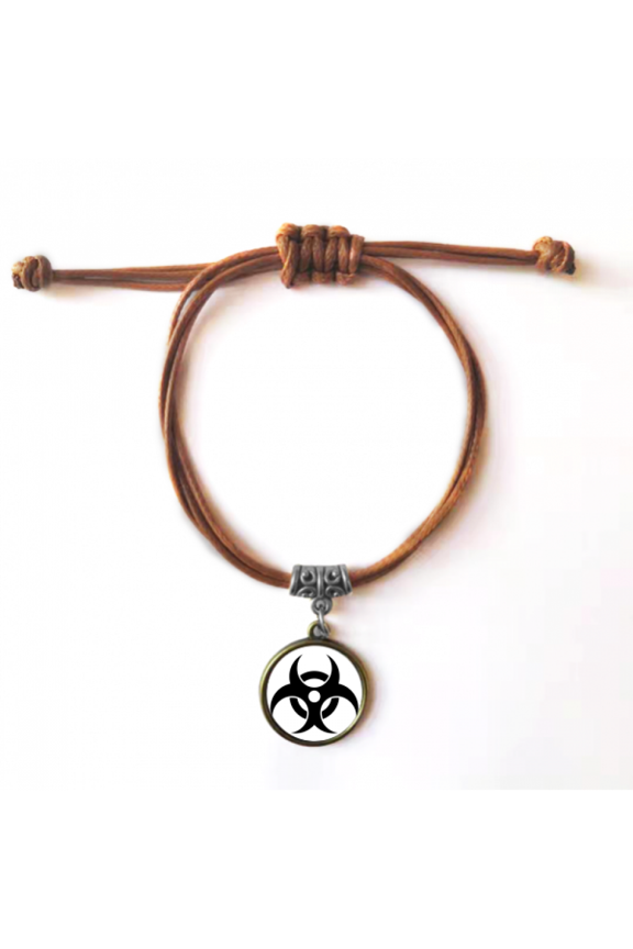 checal toxic radiation harmful pattern bracelet leather hide wristband brown jewelry