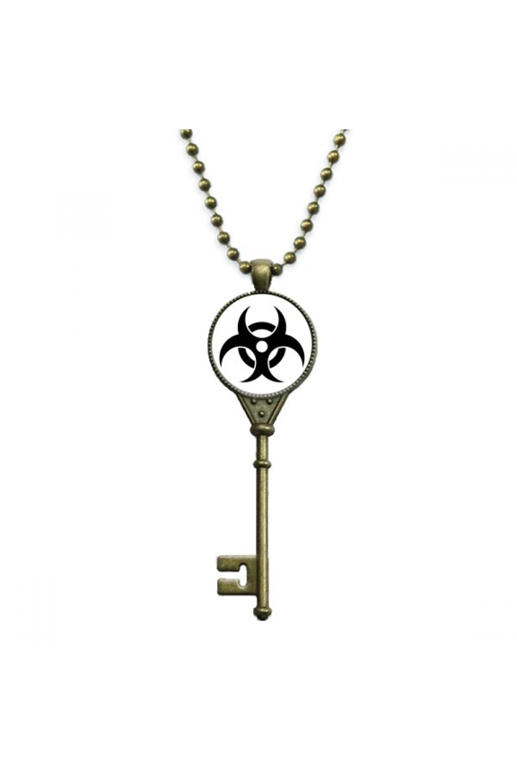 checal toxic radiation harmful pattern key necklace pendant tray embellished chain