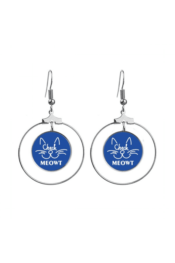 check cat fbeard art deco fashion earrings dangle hoop jewelry drop circle