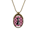 thumbnail image 1 of checkerboard rook black word chess antique necklace vintage bead pendant keychain, 1 of 3
