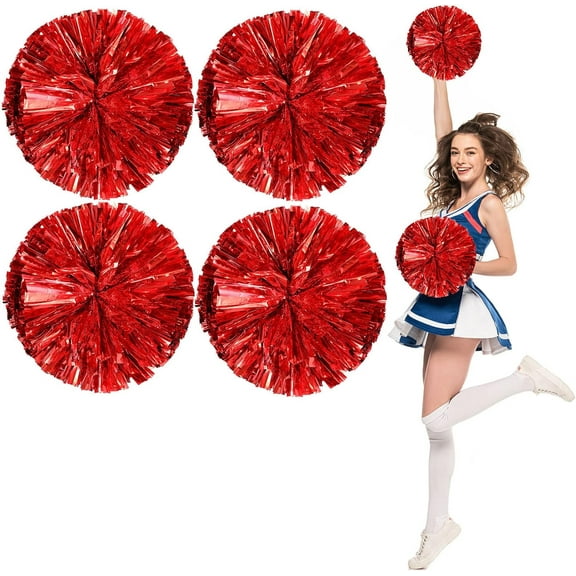 cheer pom pom, Cheerleading Pom Poms, Premium Metallic Pom Poms Set Cheering Hand Flowers Handle Dance Pom Poms Cheering Squad Pompoms for Football Basketball Cheers