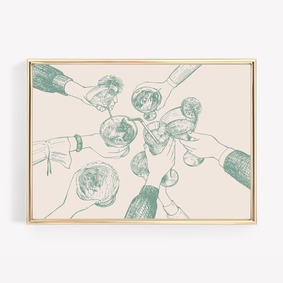 cheers print sage green wall art cute kitchen decor minimalist wall art print bar cart pri