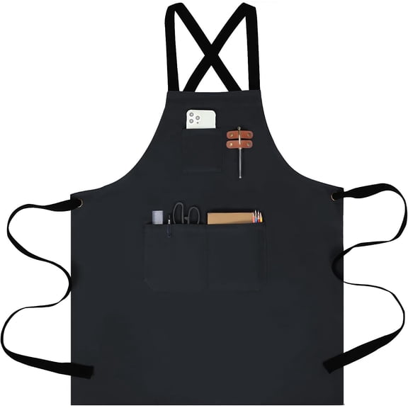 chef apron for men with Pockets - Cotton Canvas Cross Back Chefs cooking Aprons,for kitchen,restaurant,grilling