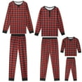 thumbnail image 1 of INSPIRE CHIC Christmas Red Black Plaid Print Long Sleeve Top Matching Pants Family Pajama Set Boys & Girls M Red, 1 of 5