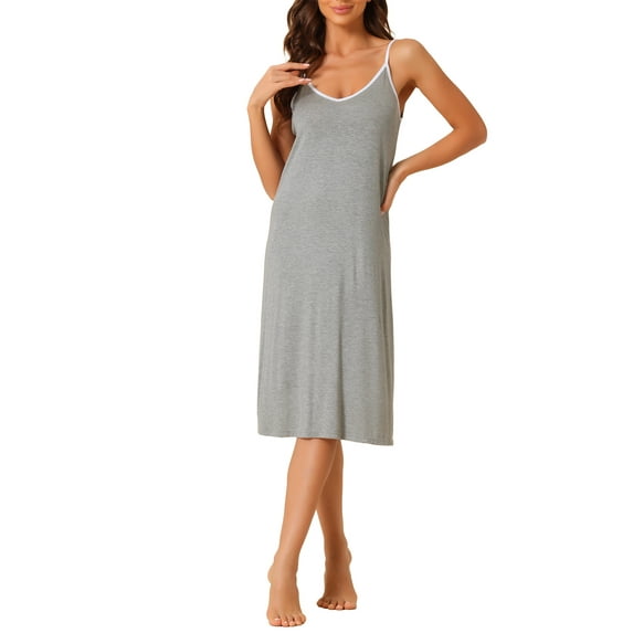 INSPIRE CHIC Women Nightshirt Sleeveless Cami Dress Sleepshirt Pullover Midi Nightgown