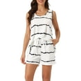 thumbnail image 1 of INSPIRE CHIC Women's Pajama Sets Striped Round Neck Sleeveless Tank Top with Shorts 2 Piece Sleepwear XL White, 1 of 6