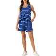 thumbnail image 1 of INSPIRE CHIC Women's Pajama Sets Striped Round Neck Sleeveless Tank Top with Shorts 2 Piece Sleepwear M Blue, 1 of 6