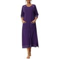 thumbnail image 1 of INSPIRE CHIC Women Zipper Robe Long Sleeve Loungewear Housecoat Midi Nightgown with Pockets S Purple, 1 of 6