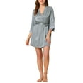 thumbnail image 1 of INSPIRE CHIC Women's 2 Pcs Satin Pajama Sets Nightgown with Robe Lingerie Lounge Sleepwear M Grey, 1 of 5