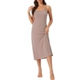 thumbnail image 1 of INSPIRE CHIC Women's Nightgown Spaghetti Strap Round Neck Sleep Dress 2XL Khaki, 1 of 6