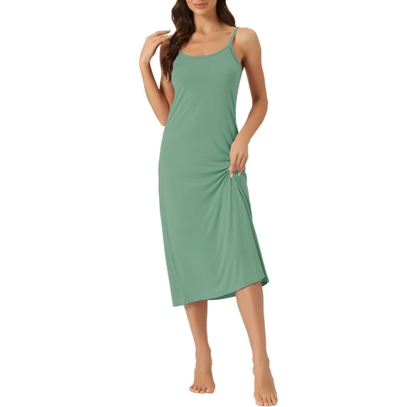 INSPIRE CHIC Women's Nightgown Spaghetti Strap Round Neck Sleep Under Full Cami Dress L Light Green