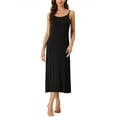 thumbnail image 1 of INSPIRE CHIC Women's Nightgown Spaghetti Strap Round Neck Sleep Under Full Cami Dress S Black, 1 of 6