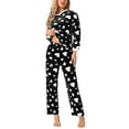 thumbnail image 1 of INSPIRE CHIC Women's Heart Star Tops with Pants Warm Flannel Plush Fleece Pajamas Set XS Black, 1 of 5