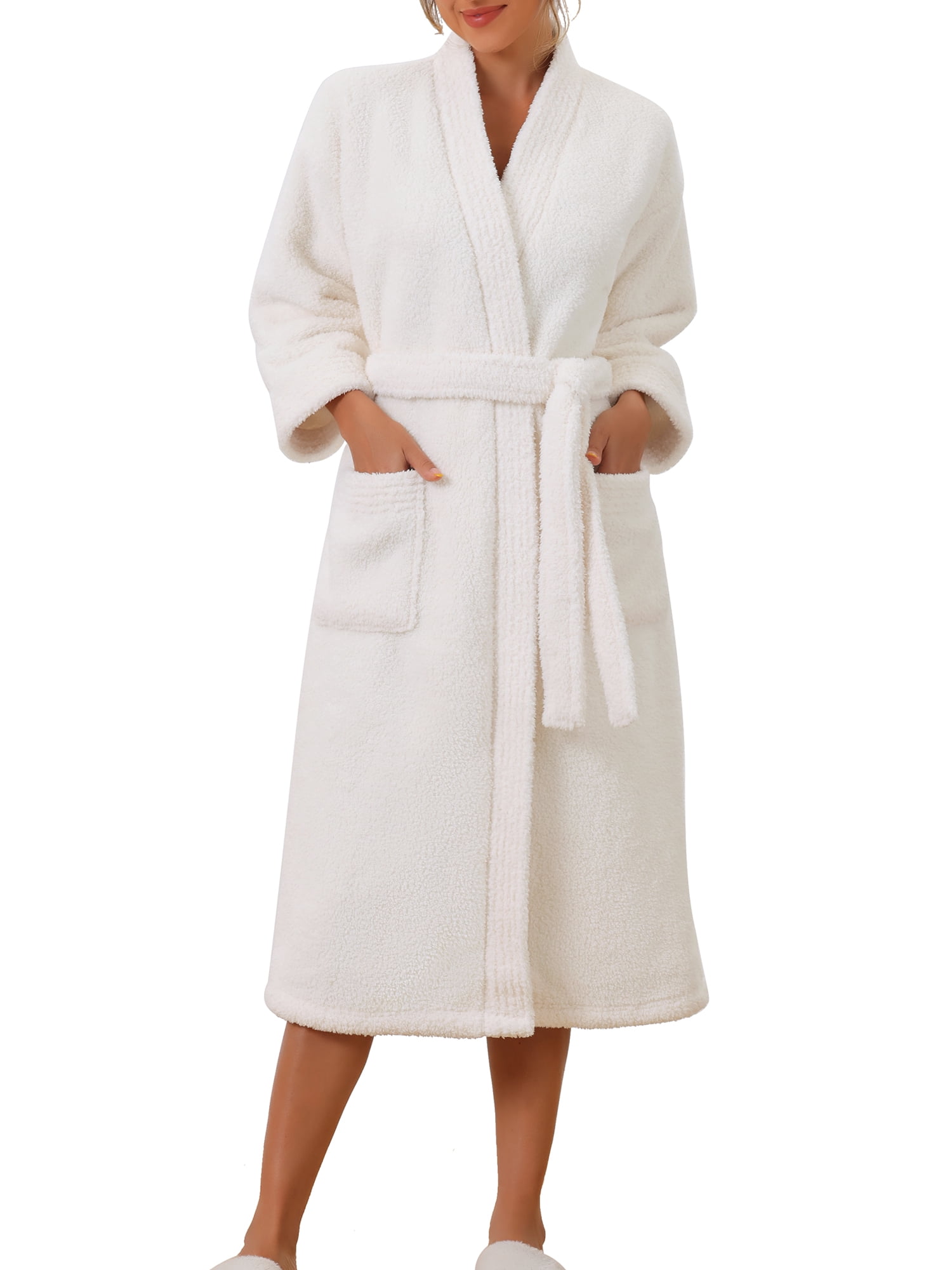 INSPIRE CHIC Women's Fluffy Fleece Robe Kimono Long Sleeve Thick Plush ...