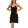 thumbnail image 1 of INSPIRE CHIC Women's Lingerie Modal Sleeveless Spaghetti Strap Lace Nightgown Loungewear L Black, 1 of 6