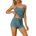 thumbnail image 1 of INSPIRE CHIC Women's Pajama Sets Knit Cami Tops with Shorts 2 Pcs Lounge Sleepwear S Gray Blue, 1 of 6