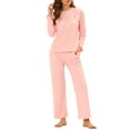 thumbnail image 1 of INSPIRE CHIC Women's Lounge Sets Long Sleeve Cats Print Tops with Pants Sleepwear with Pockets S Pink, 1 of 6