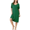 thumbnail image 1 of INSPIRE CHIC Women's Nightgown Button Down Soft Modal Short Sleeve Pajama Sleepshirts L Green, 1 of 6