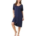 thumbnail image 1 of INSPIRE CHIC Women's Valentines Day Nightgown Button Down Soft Modal Short Sleeve Pajama Sleepshirts M Navy Blue, 1 of 6