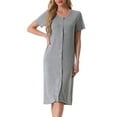 thumbnail image 1 of INSPIRE CHIC Women's Nightgown Button Down Soft Modal Short Sleeve Pajama Sleepshirts S Grey, 1 of 6