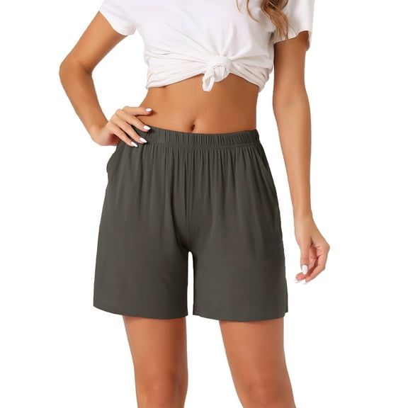 INSPIRE CHIC Womens Modal Pajama Lounge Shorts Soft Comfy Pajama Bottoms with Pockets High Elastic Boxer Shorts Sleepwear S Brown