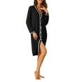 thumbnail image 1 of INSPIRE CHIC Women's Button Down Nightgowns Long Sleeve Sleepshirt Pajama Dress M Black, 1 of 6