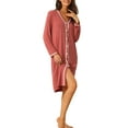 thumbnail image 1 of INSPIRE CHIC Women's Button Down Nightgowns Long Sleeve Sleepshirt Pajama Dress M Red, 1 of 6