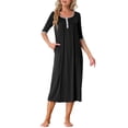 thumbnail image 1 of INSPIRE CHIC Women's Nightgown Lounge Long Dress Soft Nightshirt Sleepwear Pajamas with Pockets XS Black, 1 of 5