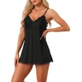 thumbnail image 1 of INSPIRE CHIC Women's Nightgown V Neck Sleeveless Lace Sleepwear Mini Length Sleepdress M Black, 1 of 5
