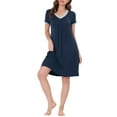 thumbnail image 1 of INSPIRE CHIC Women's Nightshirt Sleepwear Lounge Pajama Dress V Neck Short Sleeve Nightgowns L Blue, 1 of 6