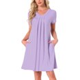 thumbnail image 1 of INSPIRE CHIC Women's Valentines Day Nightshirt Sleepwear Lounge Pajama Dress V Neck Short Sleeve Nightgowns S Pale Purple, 1 of 5