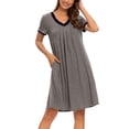 thumbnail image 1 of INSPIRE CHIC Women's Nightshirt Sleepwear Lounge Pajama Dress V Neck Short Sleeve Nightgowns XS Gray, 1 of 6