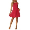 thumbnail image 1 of INSPIRE CHIC Women's Nightgown Sleeveless Tank Dress Casual Nightshirt with Pockets S Red, 1 of 6