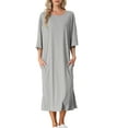 thumbnail image 1 of INSPIRE CHIC Women's Nightshirts 3/4 Sleeve Nightgowns Sleepewear Shirt Dress 3XL Gray, 1 of 6
