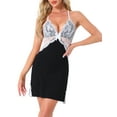 thumbnail image 1 of cheibear Women's Nightwear Lingerie Lace Deep V Neck Sleeveless Nightgown Sleep Dress M White, 1 of 6