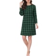 thumbnail image 1 of INSPIRE CHIC Women's Pajamas Dress with Pockets Nightshirt Plaid Lounge Sleepwear Nightgown M Green, 1 of 5