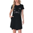 thumbnail image 1 of INSPIRE CHIC Women's Mother's Day Pajamas Night Shirts Cats Printed Sleep Dress Short Sleeve Nightgowns L Black, 1 of 6