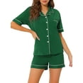 thumbnail image 1 of INSPIRE CHIC Women's Pajamas Summer Short Sleeves Button Down with Shorts Lounge Sets L Green, 1 of 5