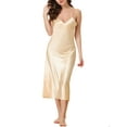 thumbnail image 1 of INSPIRE CHIC Women's Mother's Day Satin Nightgowns V-Neck Camisole Lounge Pajamas Long Silky Dress L Champagne, 1 of 6